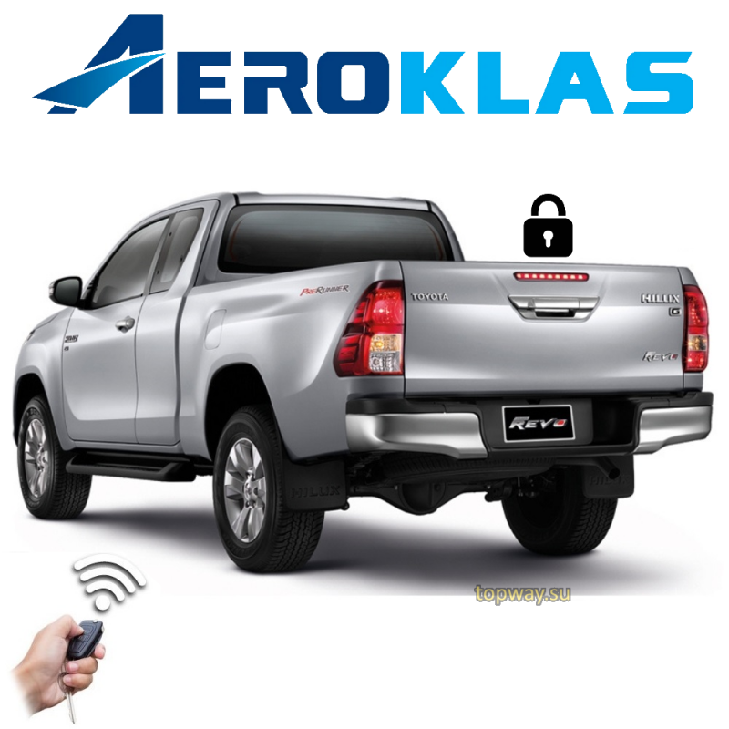 Электрозамок заднего борта Aeroklas. Toyota Hilux 2015+