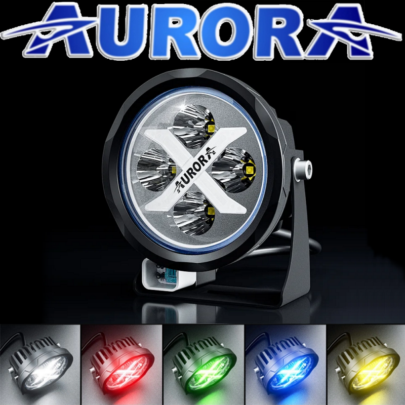 Светодиодная фара Aurora ALO-R4T3-EQ 4 диода 40 ватт БЛИЖНИЙ +ПОДСВЕТКА(RGB)