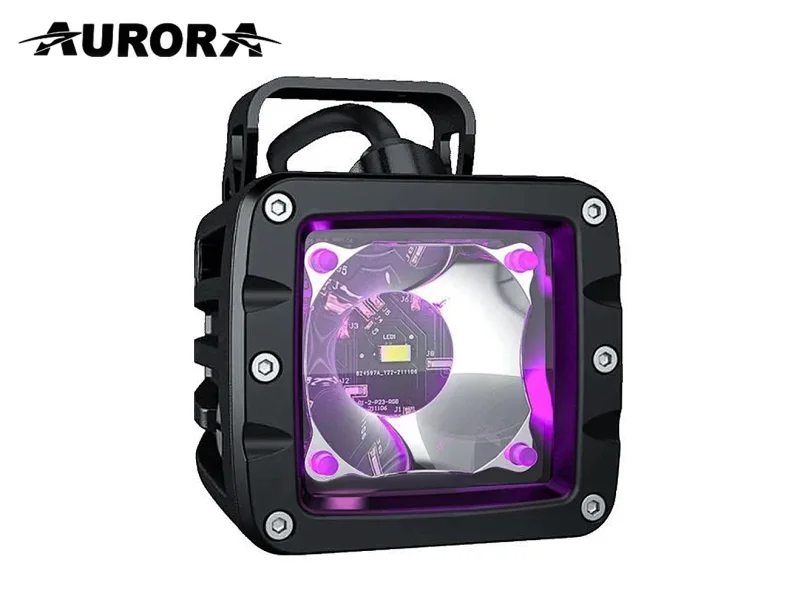 Две светодиодные фары Aurora ALO-2-T-P23Q 30W, RGB ПОДСВЕТКА